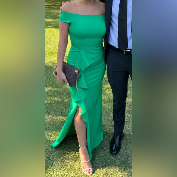 Vince Camuto Maxi-line Plain Long off the shoulder Green - SIZE 2 - Picture 7 of 8